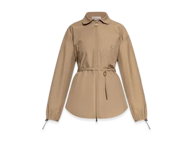 MONCLER Women's Grosgrain Logo Patch Overshirt "Beige"