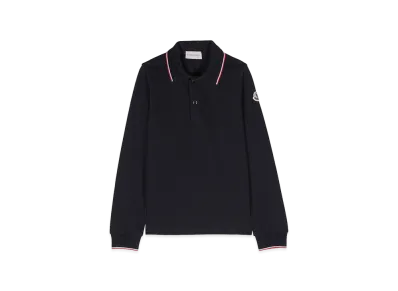 MONCLER Kids Long Sleeve Polo Shirt "Dark Blue"