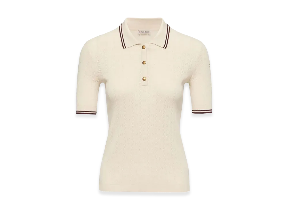 MONCLER Women's Rhombus And Logo Pattern Cotton Polo Shirt "White"