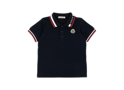MONCLER Kids Tricolor Trim Polo Shirt "Dark Blue"