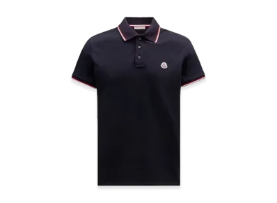 MONCLER Tricolor Detail Polo Shirt "Dark Blue"