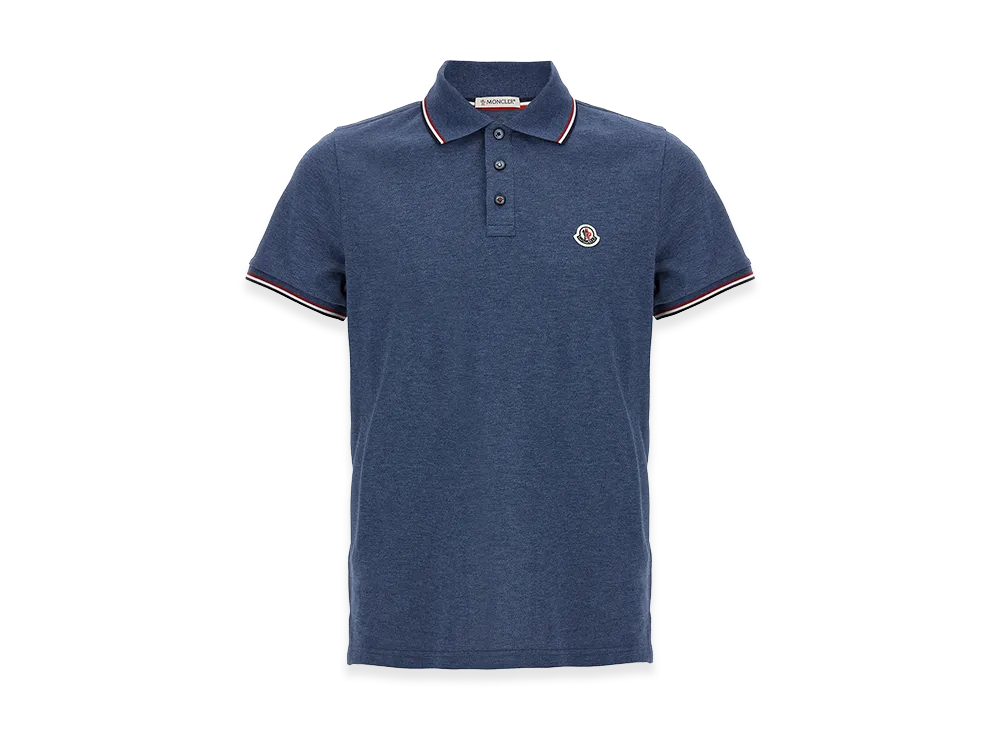 MONCLER Tricolor Detail Polo Shirt "Blue"