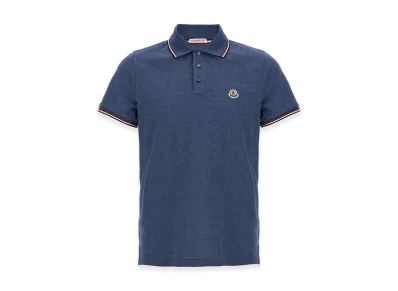 MONCLER Tricolor Detail Polo Shirt "Blue"