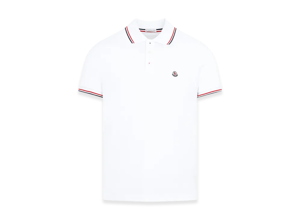 MONCLER Tricolor Detail Polo Shirt "White"