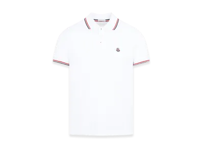 MONCLER Tricolor Detail Polo Shirt "White"