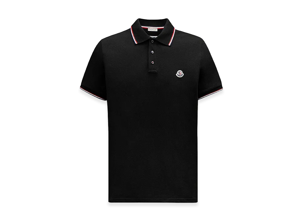 MONCLER Tricolor Detail Polo Shirt "Black"