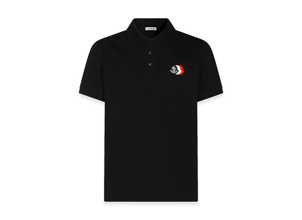 MONCLER Tricolor Logo Patch Polo Shirt "Dark Blue"