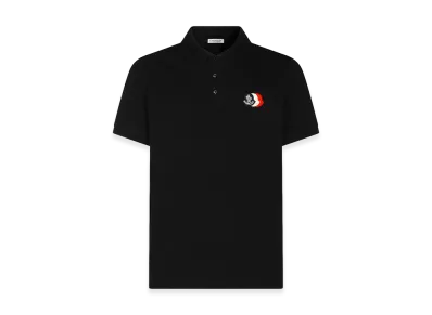 MONCLER Tricolor Logo Patch Polo Shirt "Dark Blue"