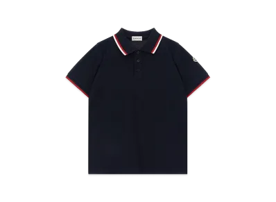 MONCLER Kids Tricolor Polo Shirt "Dark Blue"