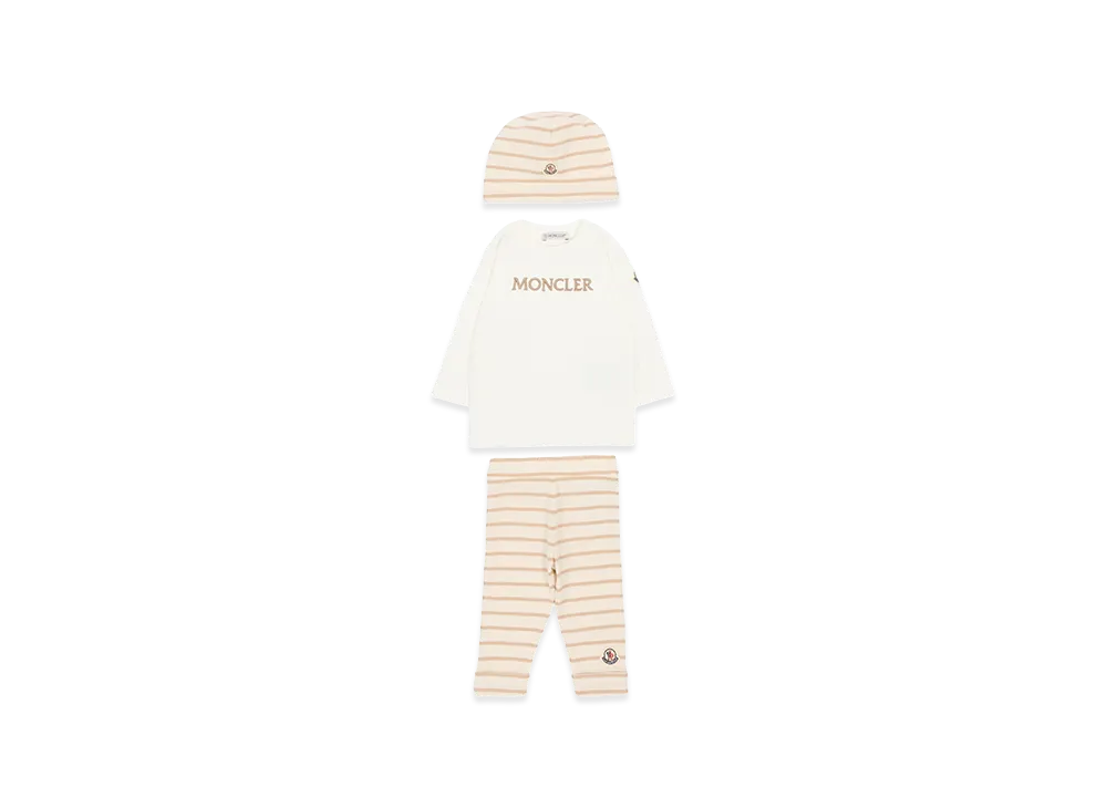 MONCLER Kids T-Shirt And Leggings And Cap Set "Beige"