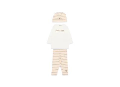 MONCLER Kids T-Shirt And Leggings And Cap Set "Beige"