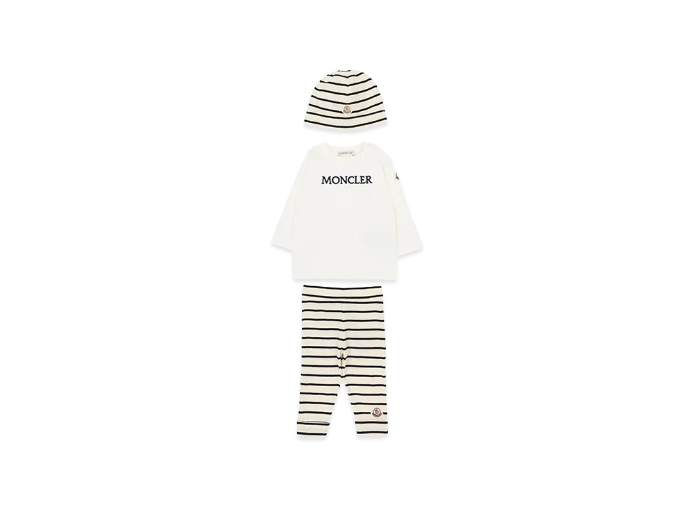 MONCLER Kids 3-Piece Striped Cotton Set "White"