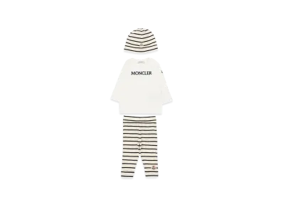 MONCLER Kids 3-Piece Striped Cotton Set "White"