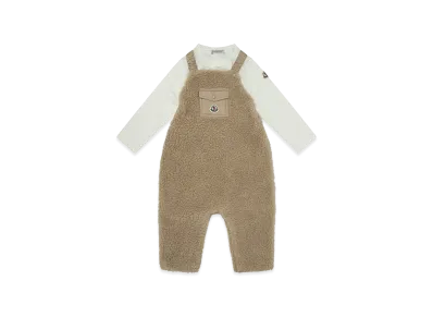 MONCLER Kids Long Sleeve T-Shirt And Overalls "Beige"