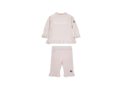 MONCLER Kids Ruffled Wool Cashmere Sweater And Trousers Set "Pink"