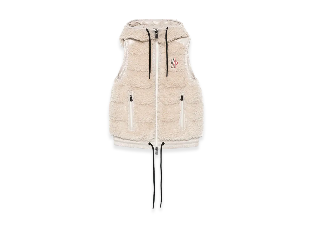 MONCLER Women's Teddy Fabric Sleeveless Down Jacket "Light Beige"