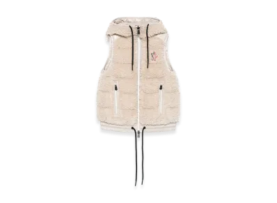 MONCLER Women's Teddy Fabric Sleeveless Down Jacket "Light Beige"