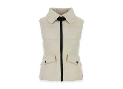 MONCLER Women's Polyester Sleeveless Hallaine Down Jacket "Ivory"