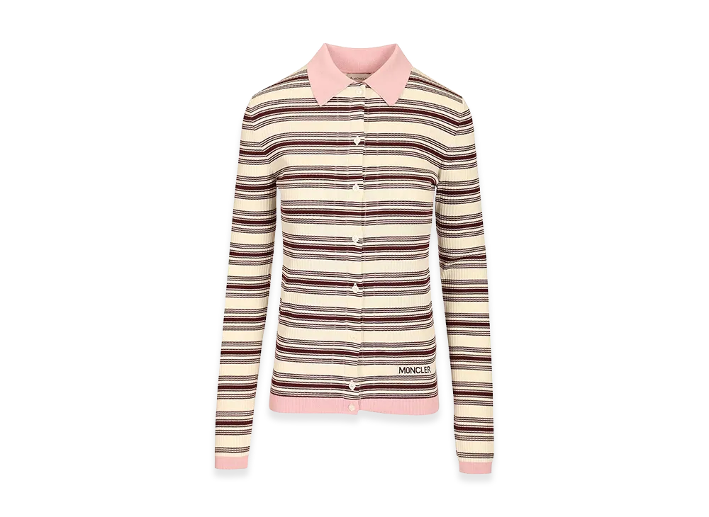 MONCLER Women's Cotton Crepe Long Sleeve Polo Shirt "Multicolor"