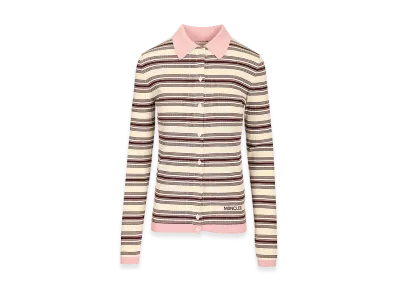 MONCLER Women's Cotton Crepe Long Sleeve Polo Shirt "Multicolor"