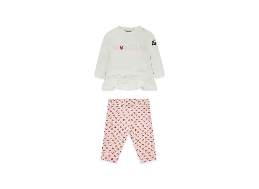 MONCLER Kids Long Sleeve T-Shirt And Pant Set "White/Pink"
