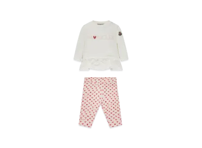 MONCLER Kids Long Sleeve T-Shirt And Pant Set "White/Pink"