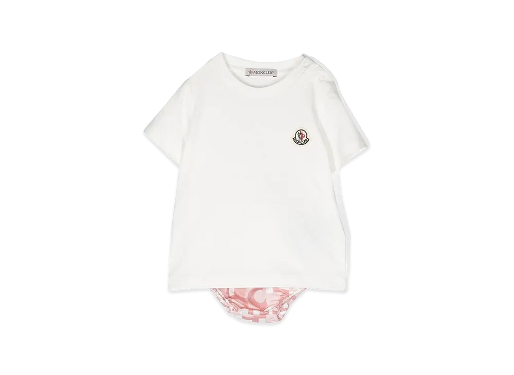 MONCLER Kids T-Shirt And Bloomers Set "White/Pink"