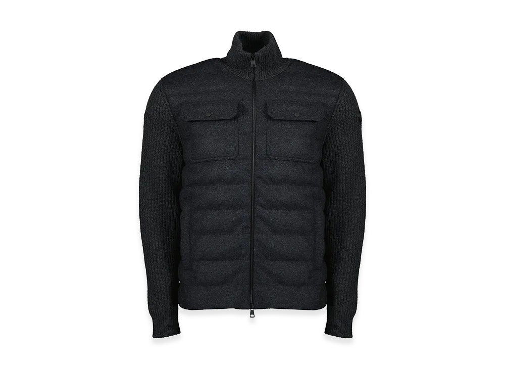 MONCLER Quilted Wool Zip Cardigan "Black"