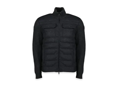 MONCLER Quilted Wool Zip Cardigan "Black"