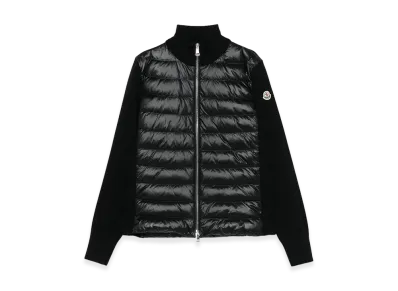 MONCLER Women's Padded Wool Zip-Up Cardigan "Black"
