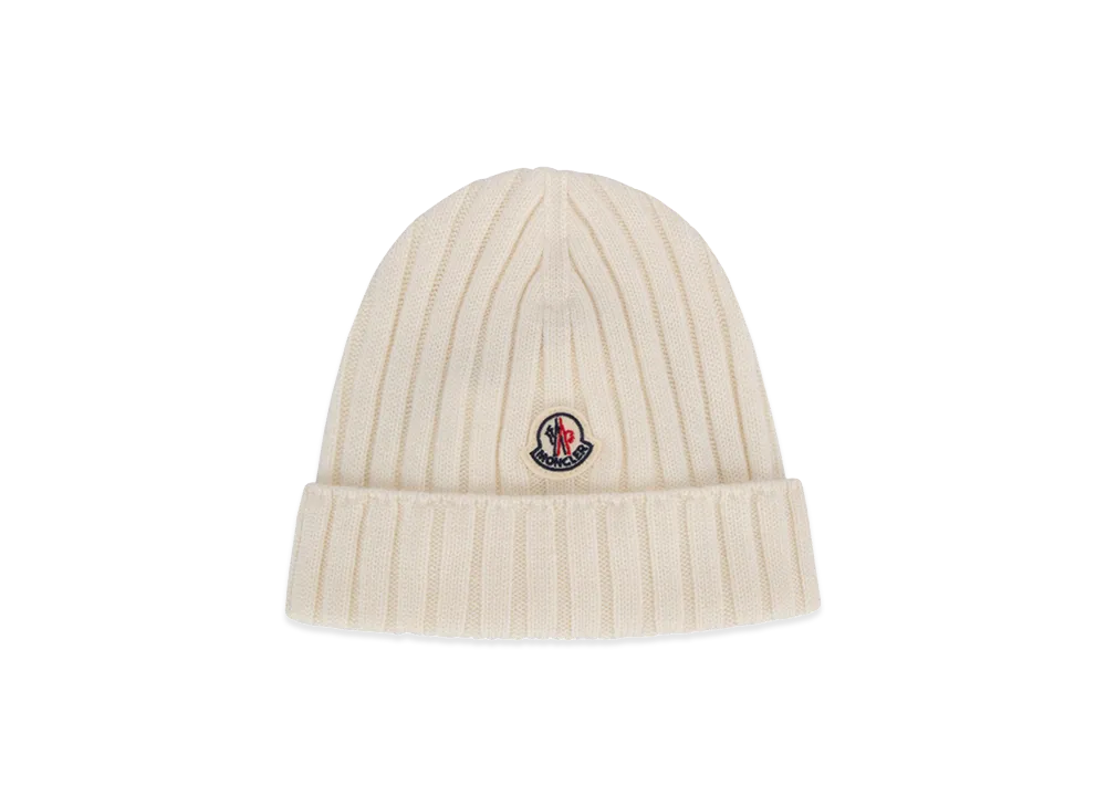 MONCLER Kids Ribbed Beanie "White"