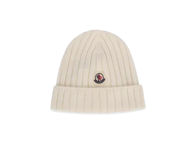 MONCLER Kids Ribbed Beanie "White"