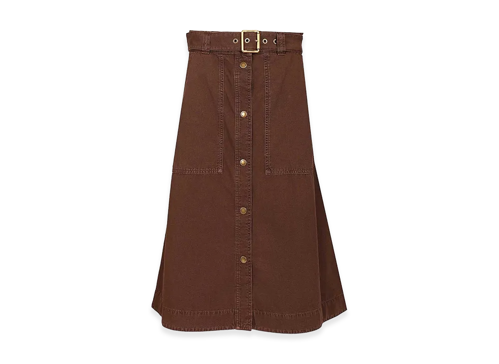 MONCLER Women's Cotton Midi Skirt With Belt "Dark Red"