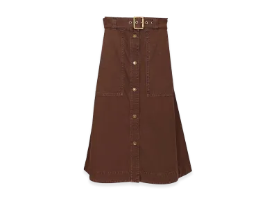 MONCLER Women's Cotton Midi Skirt With Belt "Dark Red"