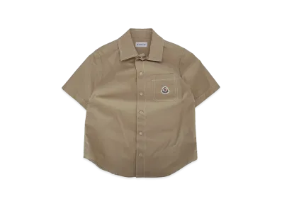 MONCLER Kids Short Sleeve Shirt "Beige"