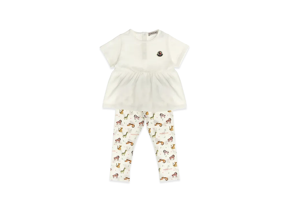 MONCLER Kids Animal Print T-Shirt And Leggings Set "White"