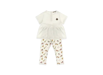 MONCLER Kids Animal Print T-Shirt And Leggings Set "White"
