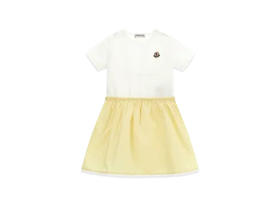 MONCLER Kids Logo Patch Dress "White/Yellow"