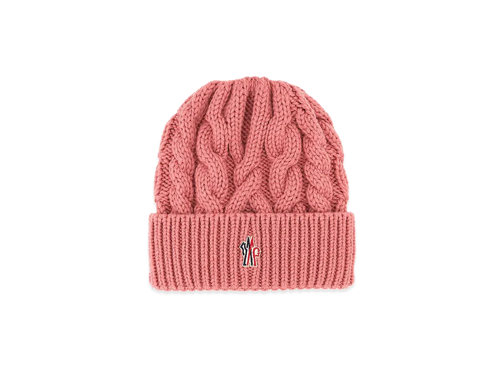 MONCLER Women's Wool Beanie Hat "Dark Pink"