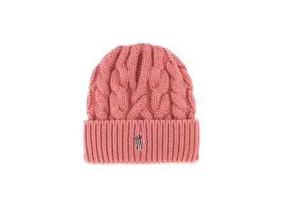 MONCLER Women's Wool Beanie Hat "Dark Pink"