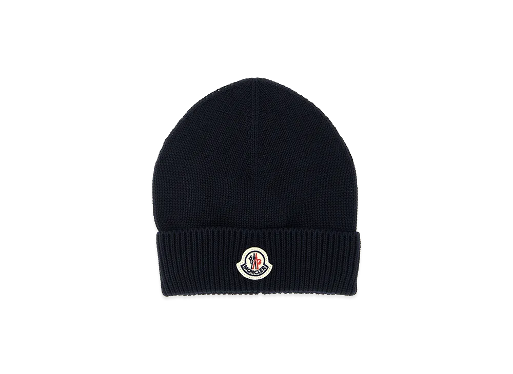 MONCLER Kids Logo Patch Beanie "Dark Blue"