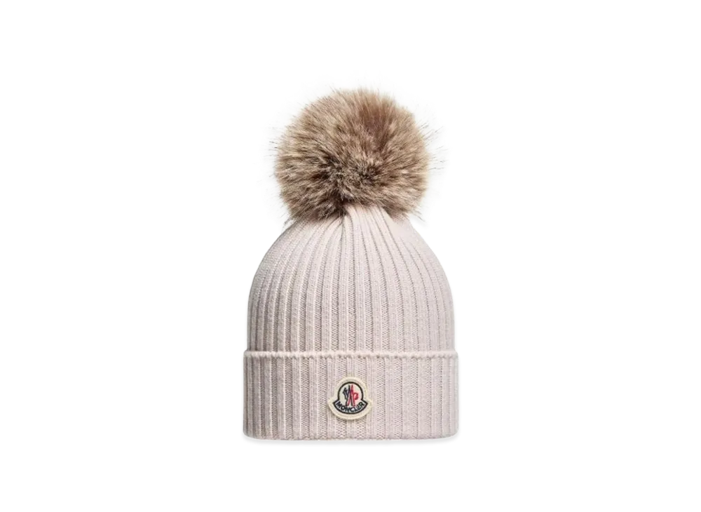 MONCLER Kids Beanie Hat "Light Beige"