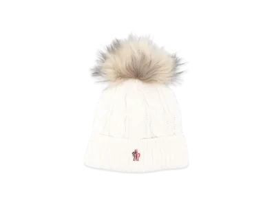 MONCLER Women's Pompon Beanie "White"