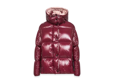 MONCLER Women's Parana Hooded Short Down Jacket In Shiny Nylon "Bordeaux"