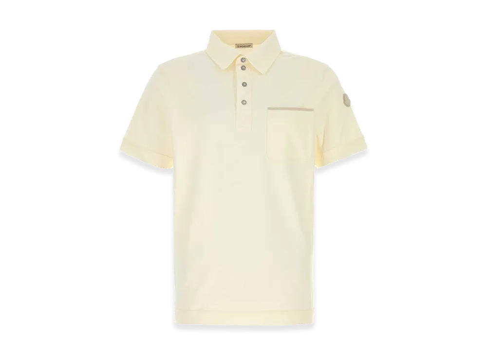 MONCLER Stretch Piquet Polo Shirt "Cream/White"