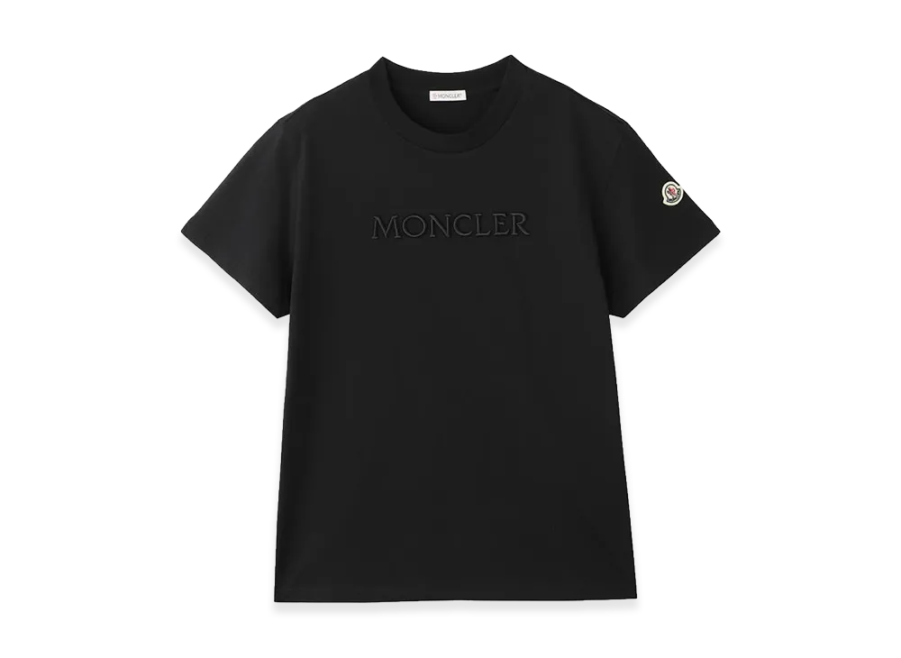 MONCLER Women's Cotton Crewneck Embroidered Logo Regular Fit S/S T-Shirt "Black"