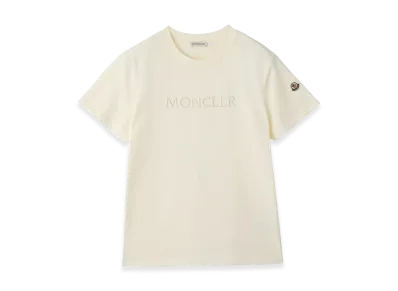 MONCLER Women's Cotton Crewneck Embroidered Logo Regular Fit S/S T-Shirt "White"