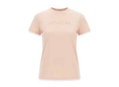 MONCLER Women's Cotton T-Shirt With Logo "Pink"