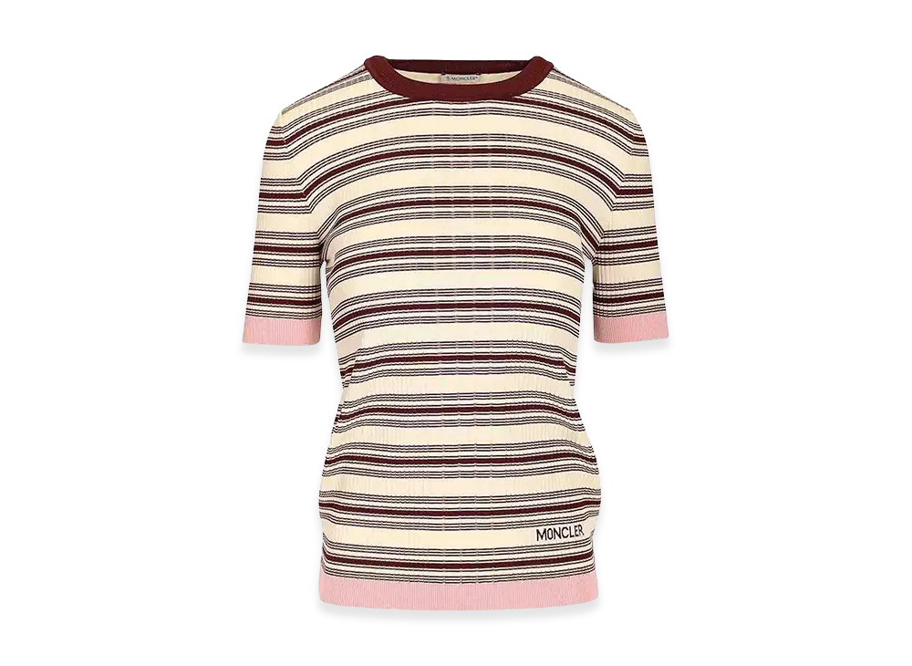 MONCLER Women's Knitted T-Shirt "Beige/Pink"