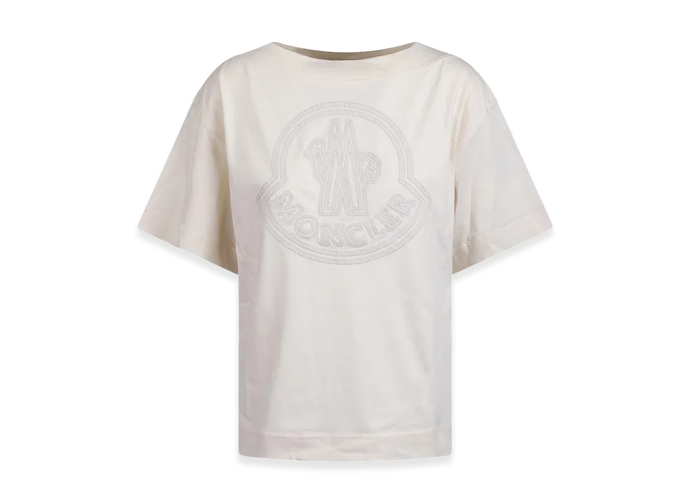 MONCLER Women's T-Shirt With Embroidered Logo "Beige"